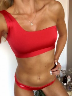 One-arm bikini set Red